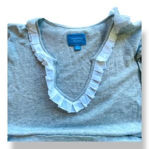 Simply Vera Vera Wang Blouse Charcoal Gray Top White Ruffle Top Medium
